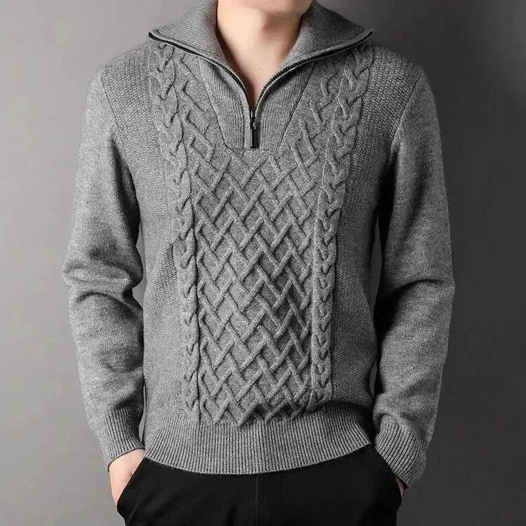 Men's Winter Fashion Half Zip Slim fit Knitted Woolen Pullover Sweater - EX-STOCK Canada