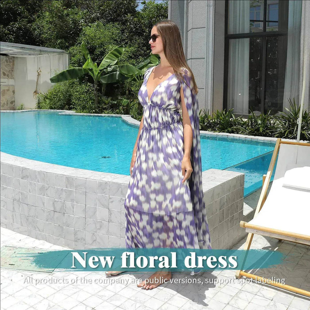 Casual New Floral Chiffon Long Dress - EX-STOCK Canada