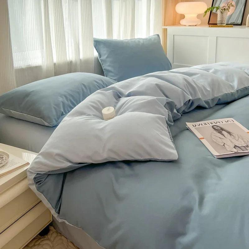 Solid Color Four-piece Set Simple Washed Sanding Duvet Cover EX-STOCK Canada