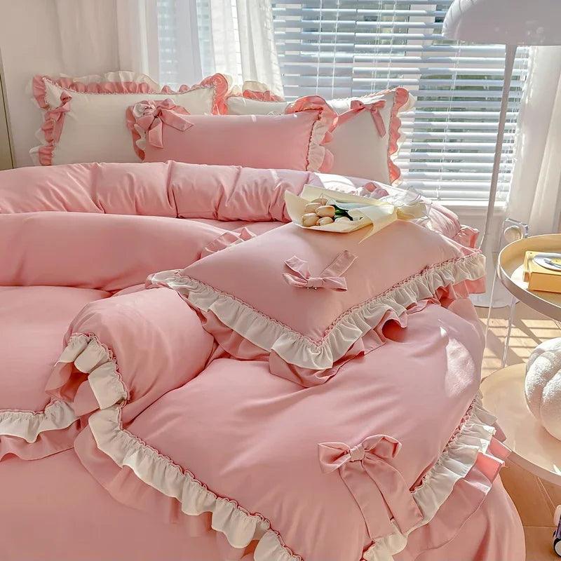 Solid Color Lace Bedsheet And Duvet Cover EX-STOCK Canada