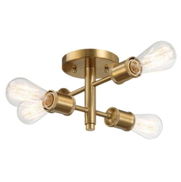 Ephemeral Four Lights Semi Flush Mount Retro Hallway Kitchen Bedroom Living Room Ceiling Pendant 11 W X 6.5 H - EX-STOCK Canada