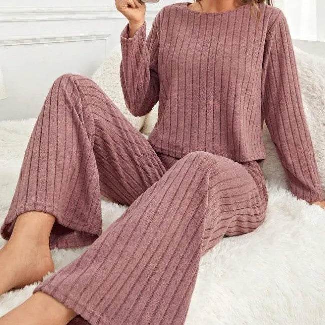 Round Neck Loose Trousers Suit Homewear - EX-STOCK CANADA