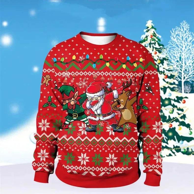 Men And Women Digital Printing Christmas Round Neck Sweater Tops - EX-STOCK Canada