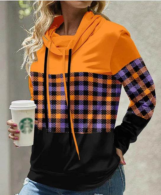 New Fashion Women's Pile Collar Printed Hoodie Pullover Top - EX-STOCK Canada