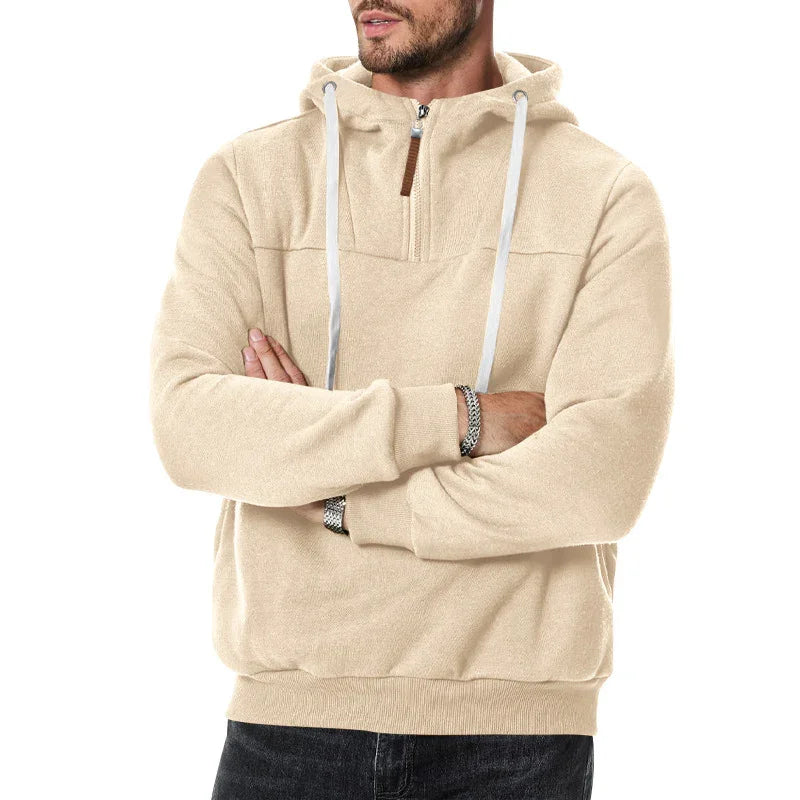 New Men's Heavy Fleece-lined Half-zip Sporty Casual Hooded Sweatshirt EX-STOCK Canada