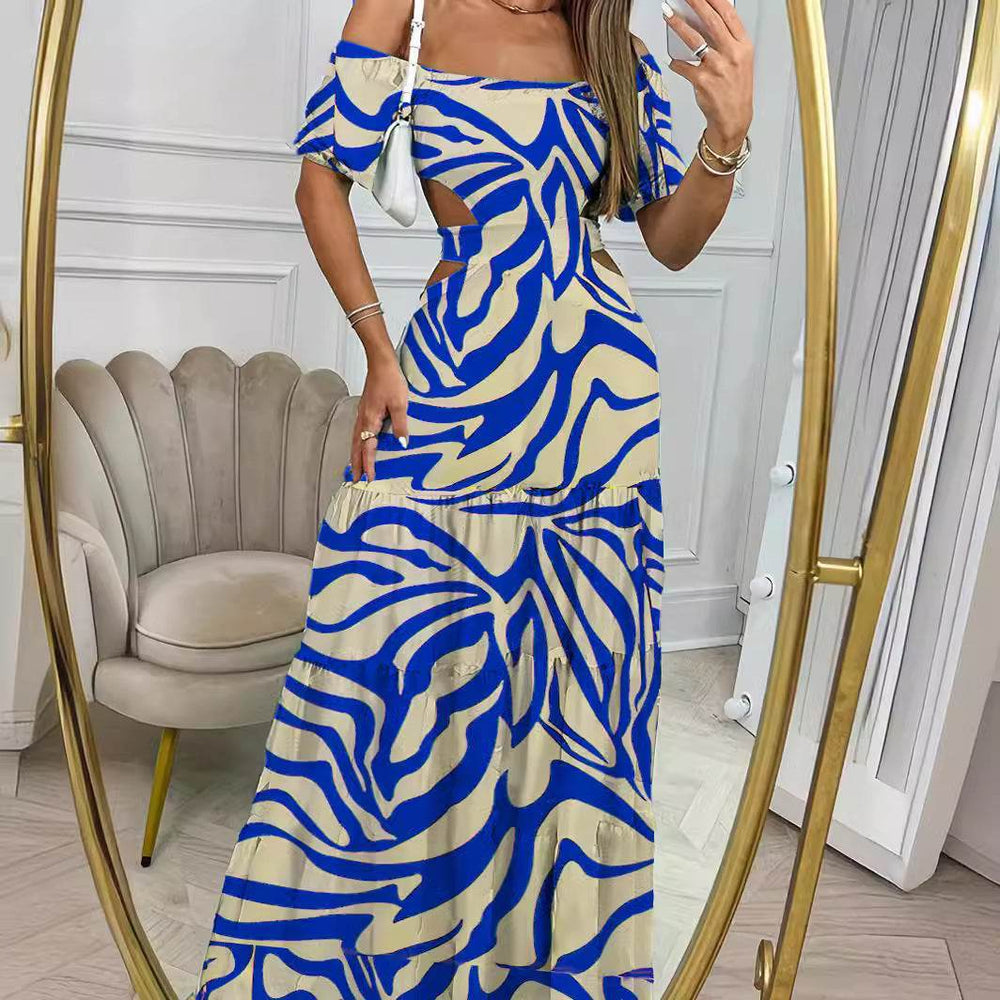 Off Shoulder Summer Maxi Dress Hollow out Cute Flowy dress - EX-STOCK Canada