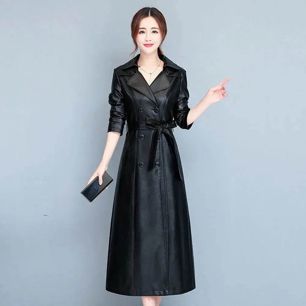Slim fit Long Sleeve Leather Blazer Dress formal Winter dress - EX-STOCK Canada