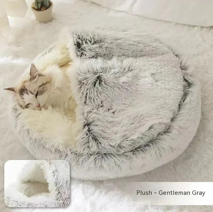Cama para Perros y Gatos 2 en 1 Cama de Invierno para Mascotas Redonda de Felpa Cálida Suave Cama de Felpa Larga para Mascotas Productos para MascotasEX-STOCK Canada
