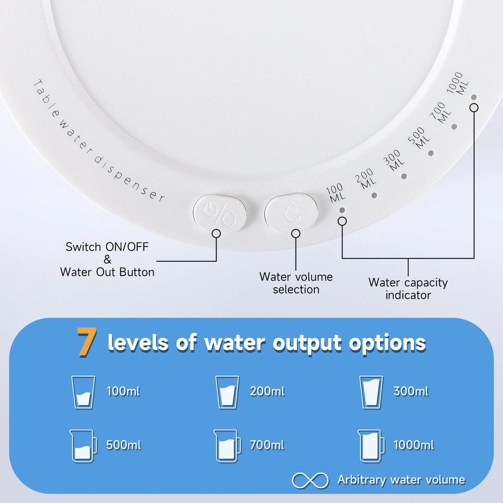 Smart Desktop Table Water Dispenser Pump Water Discharge Adjustable Portable Detachable USB Charging - EX-STOCK Canada