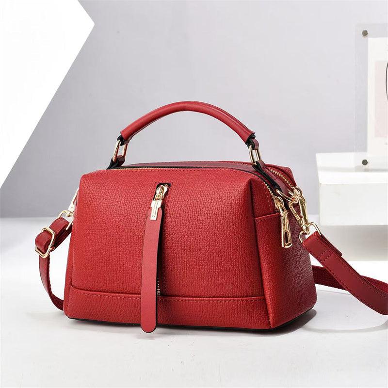 Red Mini Leather Crossbody Handbag for Women – Structured Compact Design for Everyday Use