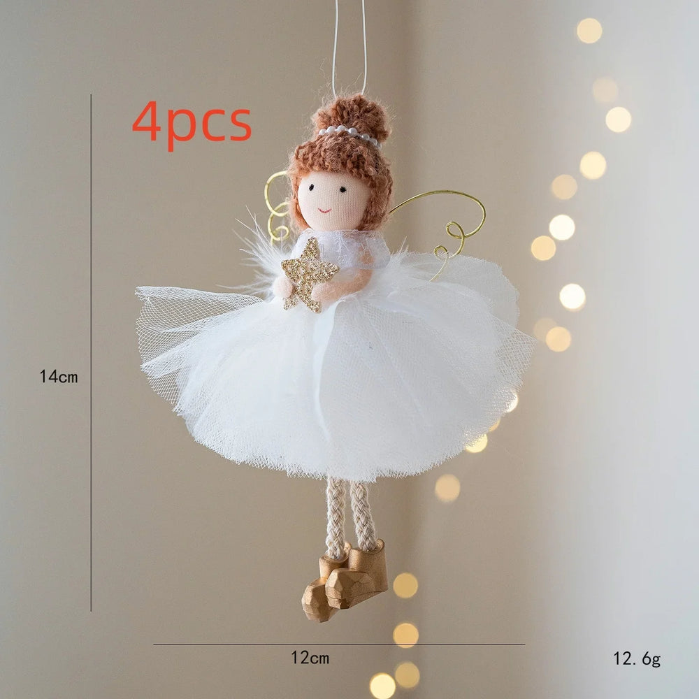 Christmas White Tulle Skirt Golden Wings Angel Girl Pendant EX-STOCK Canada