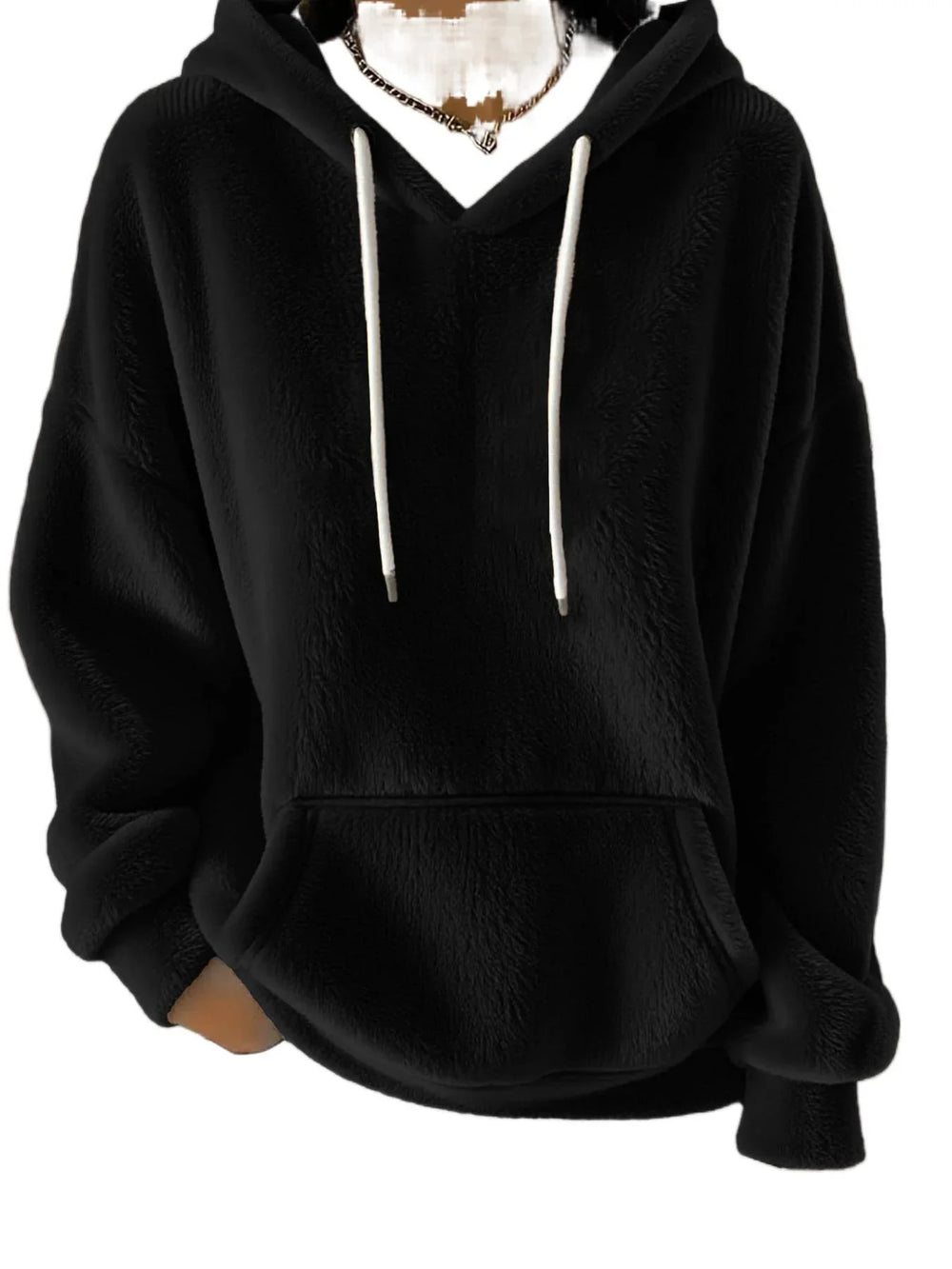 Sweat-shirt polyvalent pour femme en laine d'agneau unie, doublé, pour l'automne et l'hiverEX-STOCK Canada