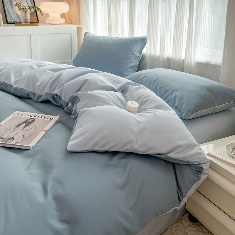 Solid Color Four-piece Set Simple Washed Sanding Duvet Cover EX-STOCK Canada