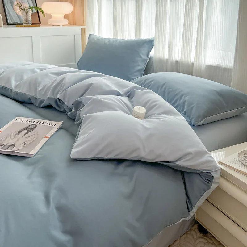 Solid Color Four-piece Set Simple Washed Sanding Duvet Cover EX-STOCK Canada
