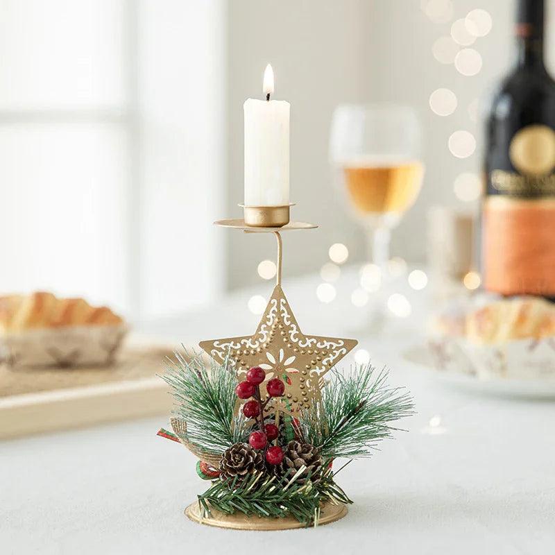 Bougeoir de Noël en fer forgé doré pour décoration de fenêtreEX-STOCK Canada