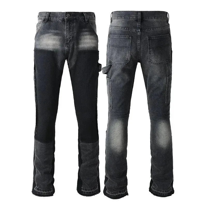 Denim Non-elastic Slim Fit Bootcut Trousers Men Jeans