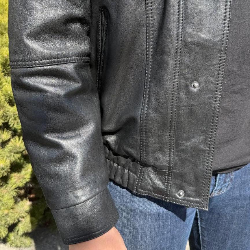 BOL Men's Double Collar Leather Bomber Jacket