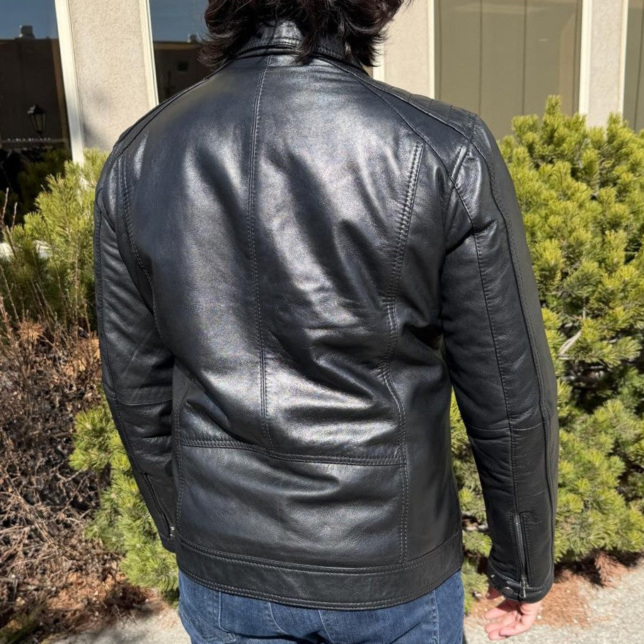 BOL Men's Zip Pocket Leather Jacket
