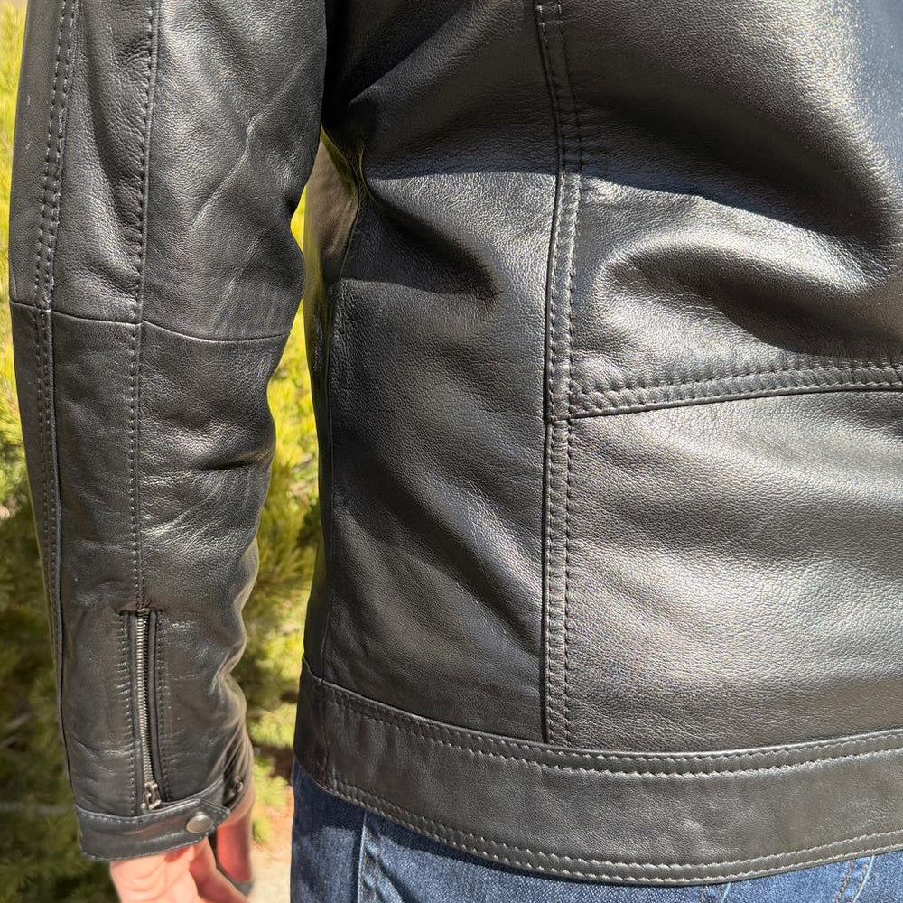 BOL Men's Zip Pocket Leather Jacket
