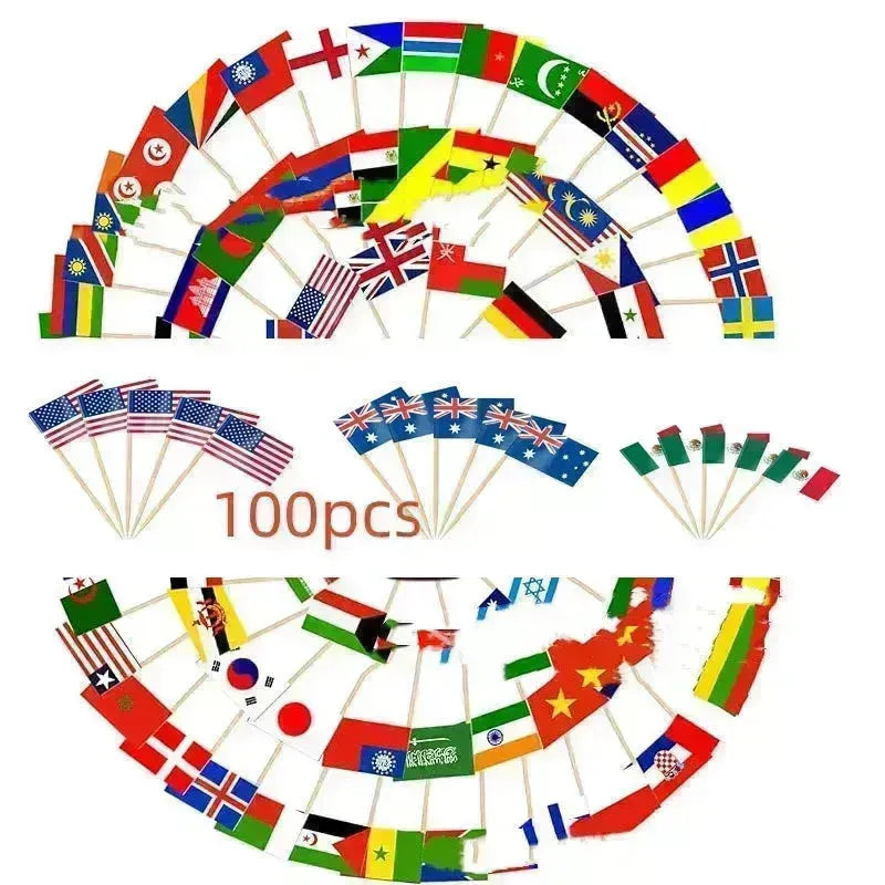 100 Countries Decorative Paper Toothpick Dessert steak Cake flag 🚩 - EX-STOCK CANADA