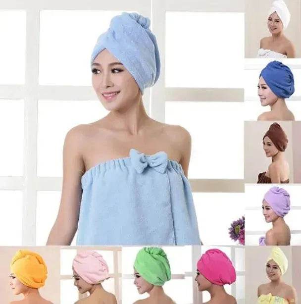 Women's Microfiber Hair Dryer Cap Absorbent Hair Towel. - EX-STOCK Canada