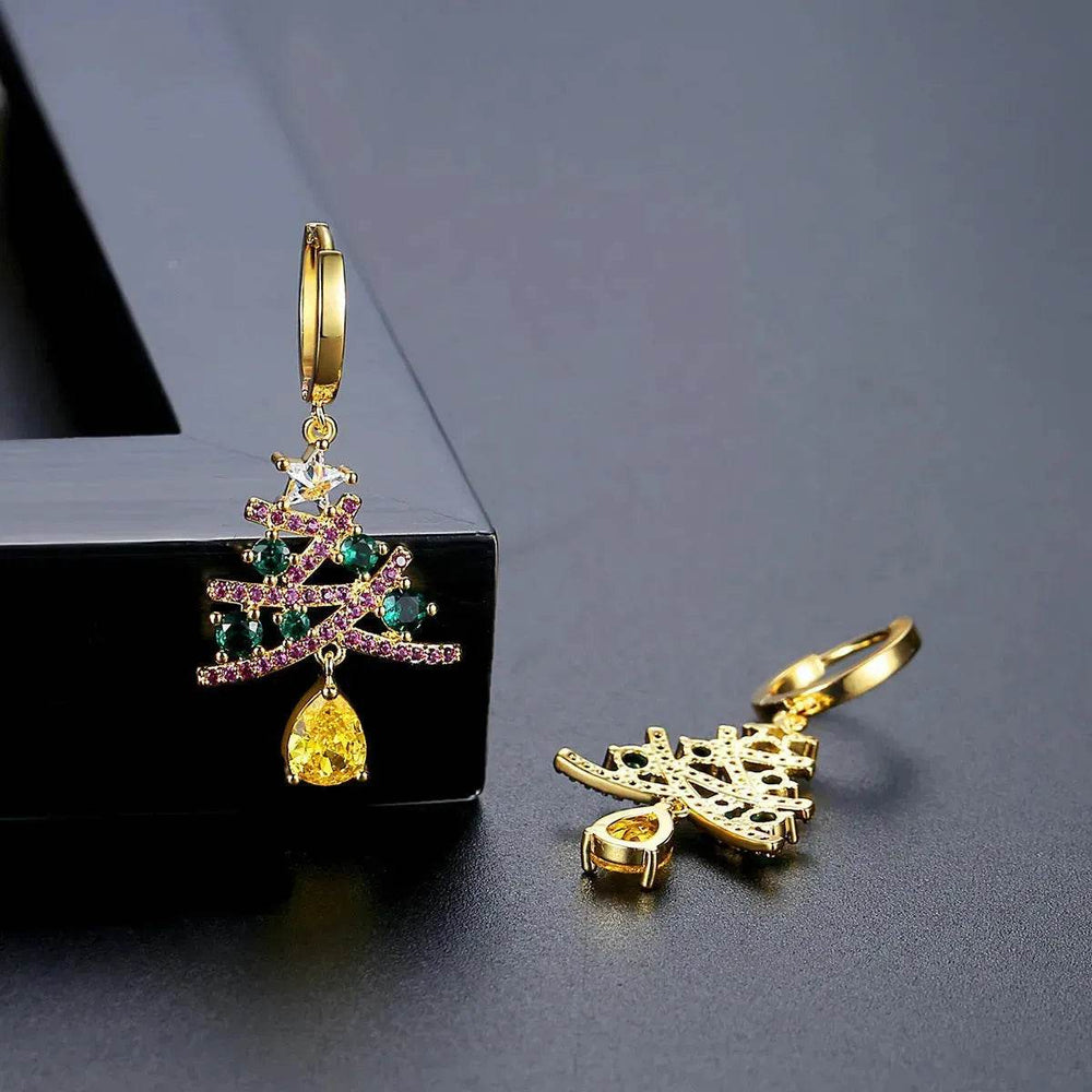 New Christmas Tree Earrings With Colorful Rhinestones Fashion Personality Shining Earrings Gift For Women Jewelry - EX-STOCK Canada