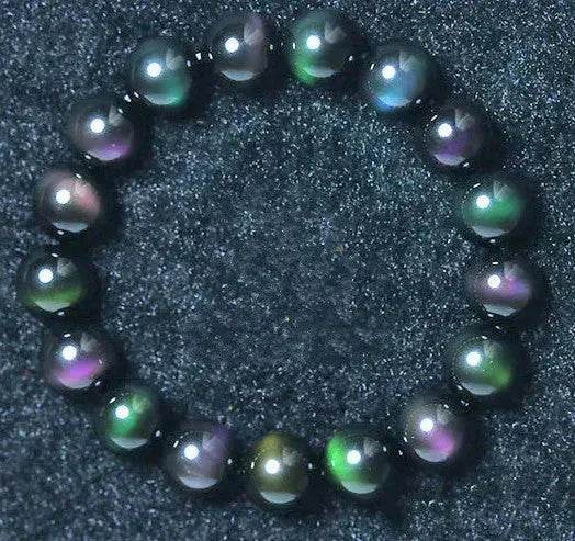 Rainbow Purple Green Eye Obsidian Bracelet - EX-STOCK Canada