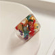 New Transparent Resin Ring Fruit Square Ring Acrylic Ring - EX-STOCK Canada