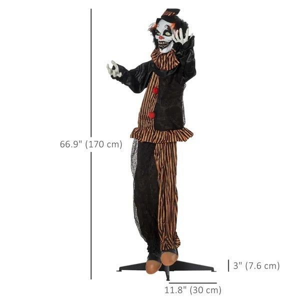 5.6' Life Size Clown Outdoor Halloween Decoration Animatronic, Animated Prop W Light Up Eyes EX-STOCK Canada