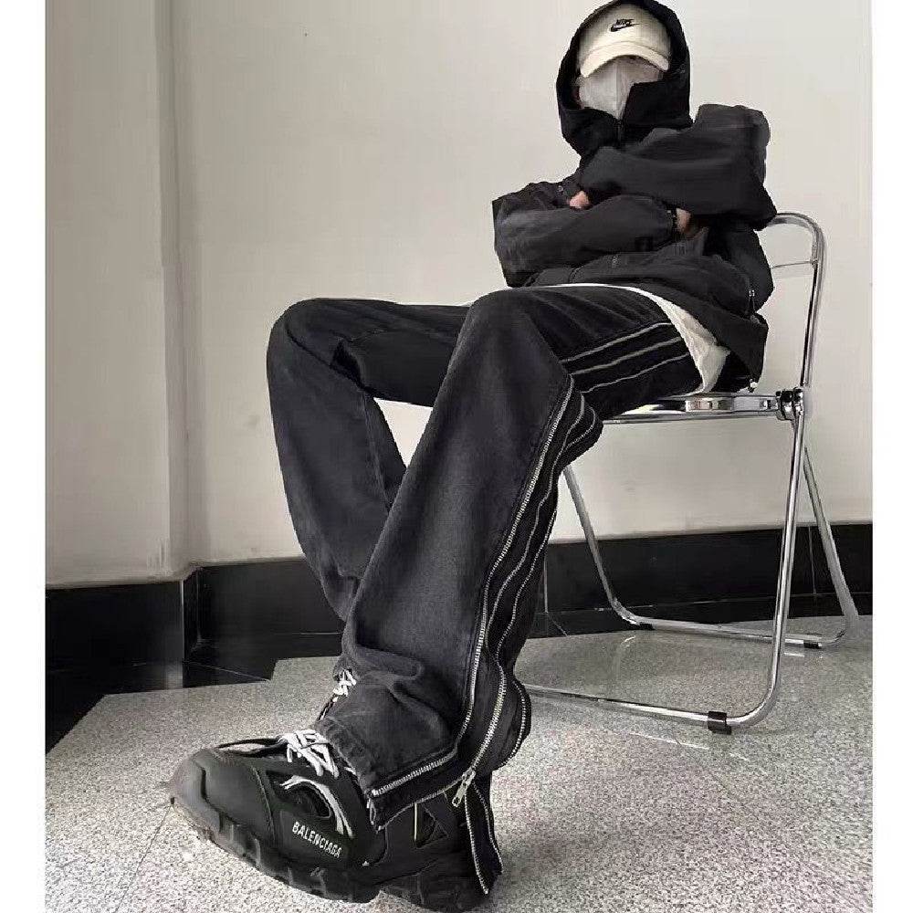 American Zippered Denim Straight Trousers For Men Jeans - EX-STOCK Canada