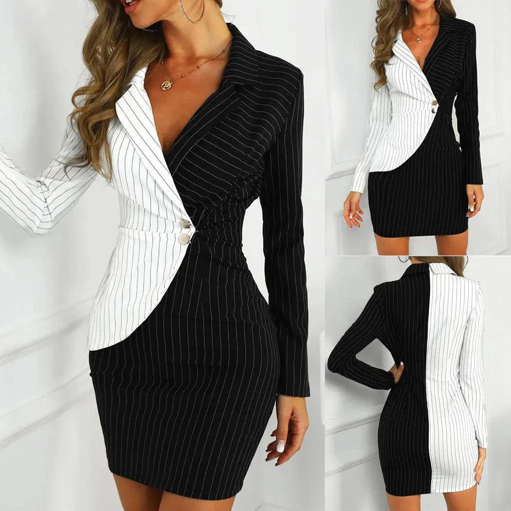 Fashion Suit Women Blazer Dress Turn Down Neck Long Sleeve - EX-STOCK CANADA