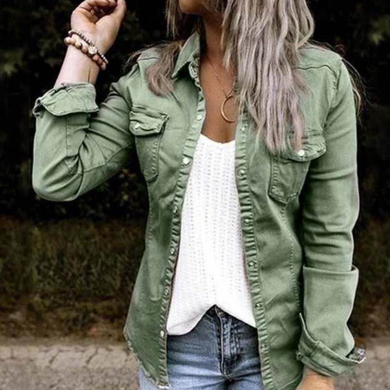European and American mid-length fitted denim jacket top for women - EX-STOCK Canada