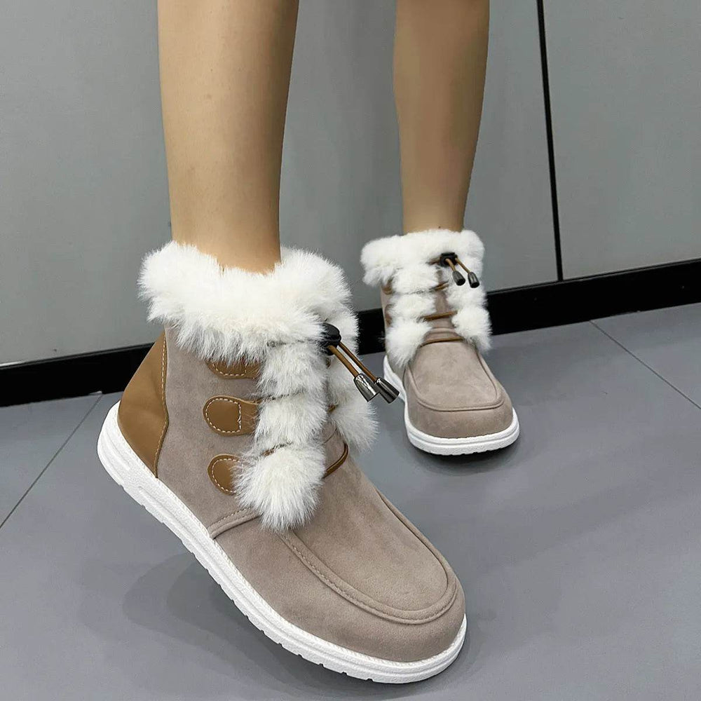 Fashion Suede Fleece Snow Boots Winter Warm Plush Round Toe Cotton Shoes Versatile Simple Short Boot For Women - EX-STOCK Canada