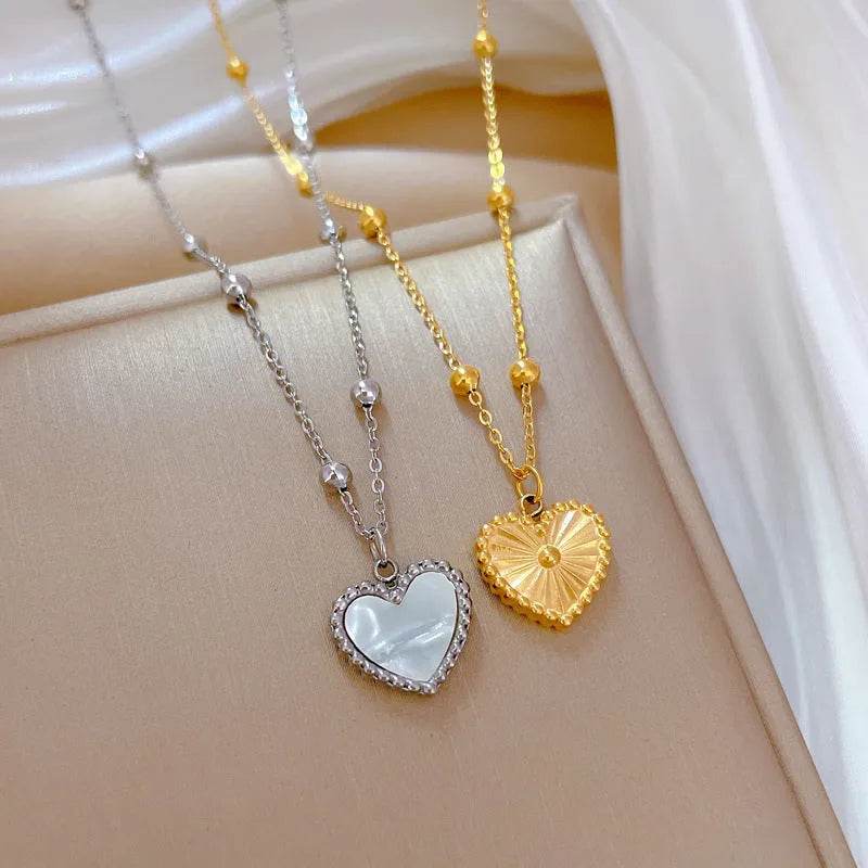 Heart-shape Love Necklace For Valentines Day Temperamental Personality Minimalist Stove Real Gold Necklace Female - EX-STOCK Canada