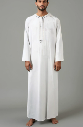 Batas Musulmán para Hombre con Capucha y Bordado de Manga Larga - EX-STOCK Canada