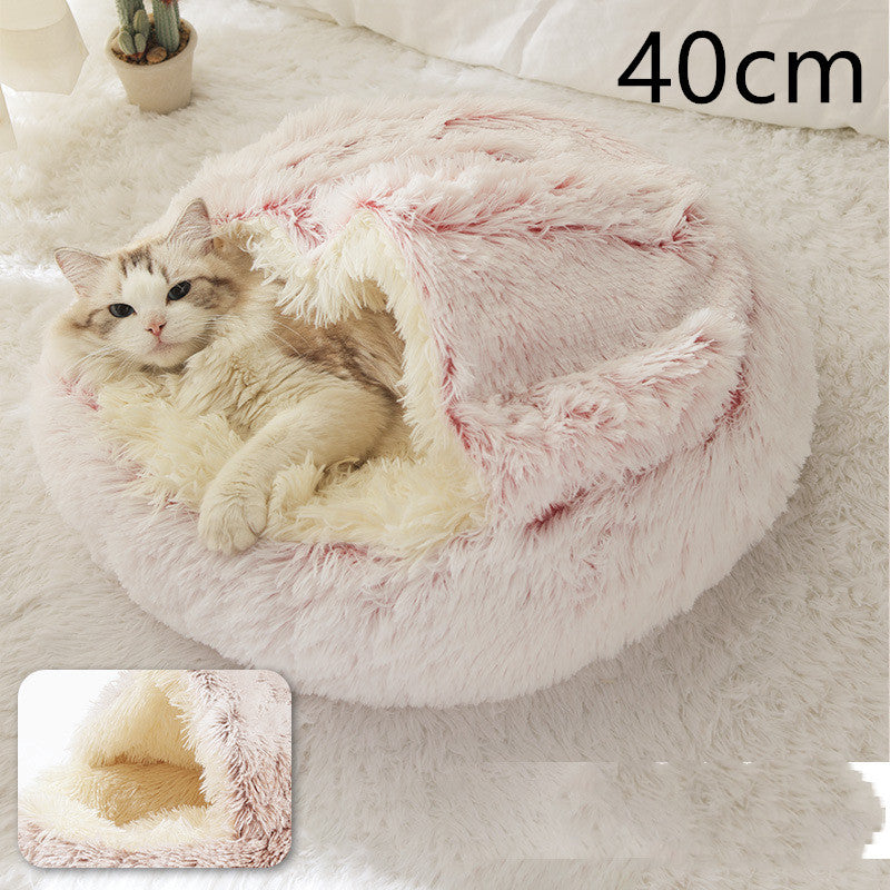 2 In 1 Dog And Cat Bed Pet Winter Bed Round Plush Warm Bed House Soft Long Plush Pets Bed Pet Products EX-STOCK Canada