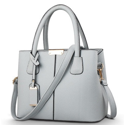 Women's PU Leather Lychee Pattern Shoulder Bag – Portable Crossbody Messenger Bag grey