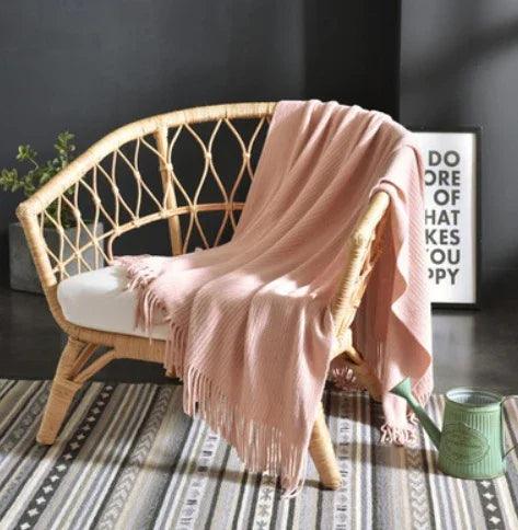 Piccola coperta lavorata a maglia con frange Coperta per pisolino Coperta per divanoEX-STOCK Canada