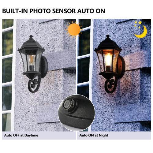 Outdoor Waterproof Glass Retro Wall Light Support Many Types Of Bulbs -2 Packs With Light Sensing - EX-STOCK Canada