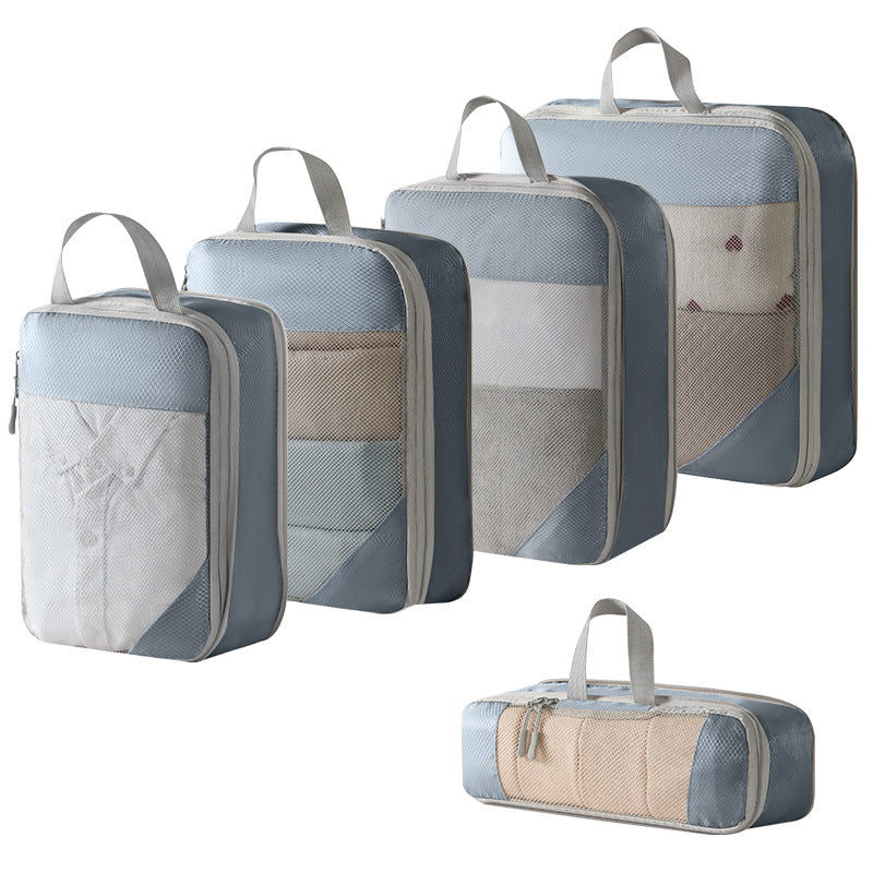 blue compression packing cubes 5-piece set for travel