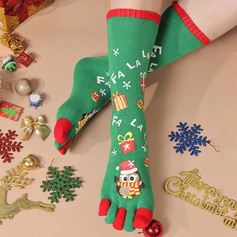 Cute Winter Christmas socks Five-finger Elastic absorbent Split-toe - EX-STOCK Canada