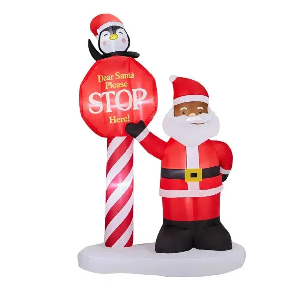 8.2FT Lighted Christmas Inflatable Decoration, Inflatable Black Santa & Road Sign, Funny Blow Up Yard Decorations With Built-in LED Lights For Holiday Party Front Yard Lawn Garden Decor EX-STOCK Canada