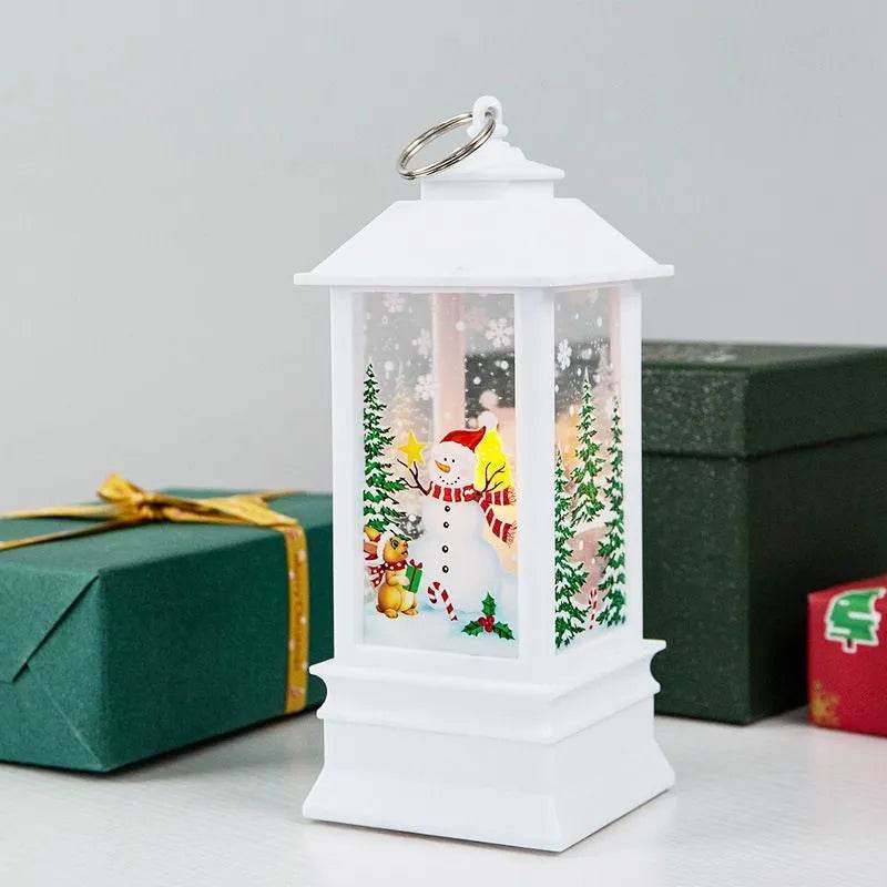 Christmas Candles Light Led Snow Deer Lantern Light Vintage Castle Santa Snowman Hanging Lantern Lamp New Year Party Decoration - EX-STOCK Canada