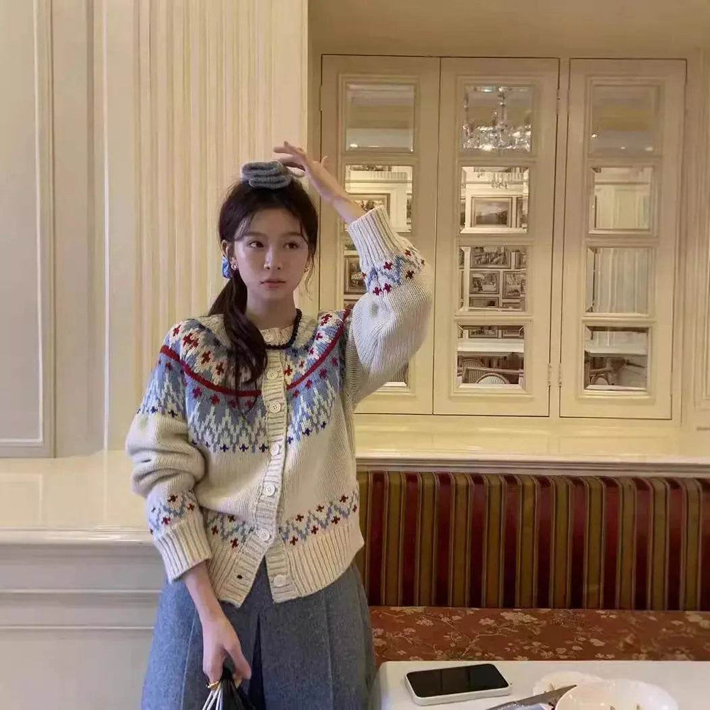 Thickened Jacquard button Knitted Sweater for Women Autumn And Winter - EX-STOCK Canada