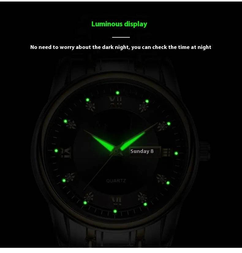 Ultra-thin Steel Strap Double Calendar Luminous Watrproof Watch - EX-STOCK Canada
