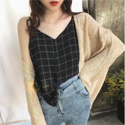 Casual sleeveless button down Chiffon blouse top for women - EX-STOCK Canada
