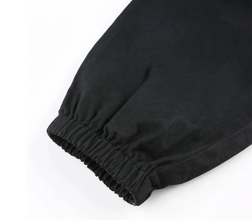 White Stripe Cargo Pants Women Trousers Pockets Patchwork Contrast Color High Waist Pants Hip Hop Capris - EX-STOCK Canada