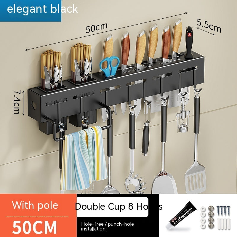 Wall-Mounted No-Drill Kitchen Utensil Rack with Hooks — product view 16 of 17 | EX-STOCK