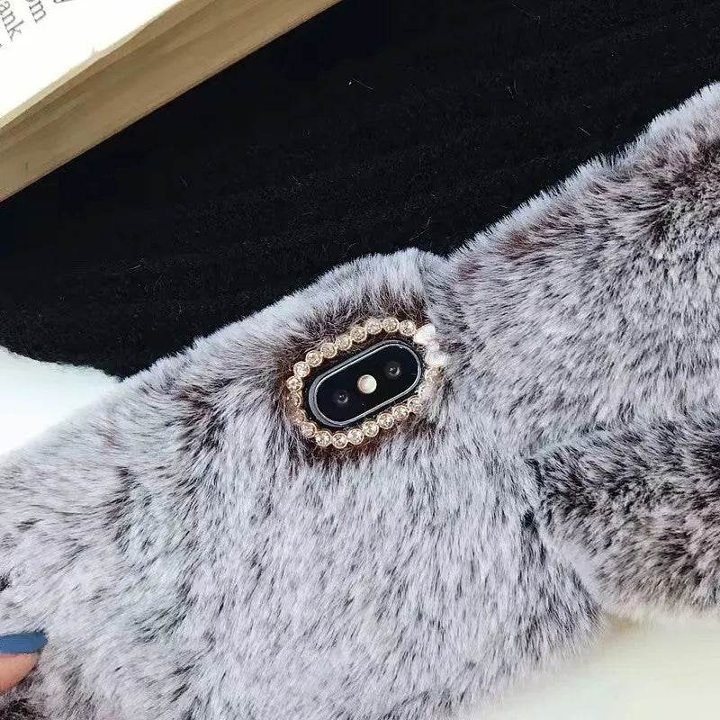 Cute Creative Rabbit Plush warm phone case women - EX-STOCK Canada