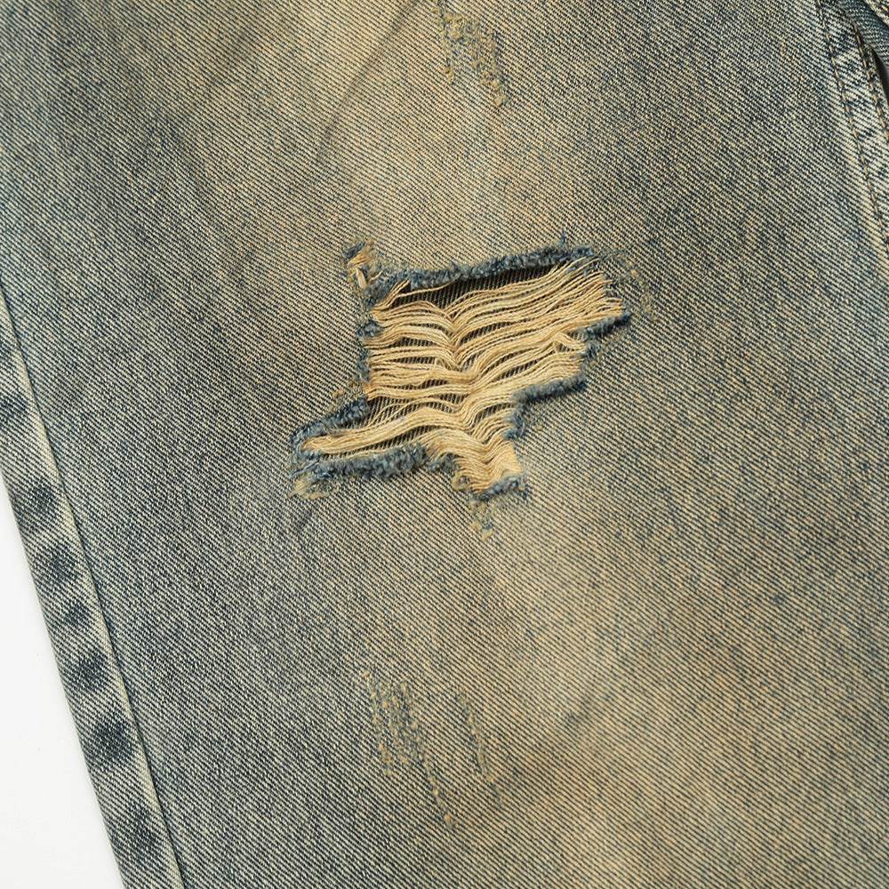 Hole Denim Men Trousers Heavy Industry Washing Jeans - EX-STOCK Canada